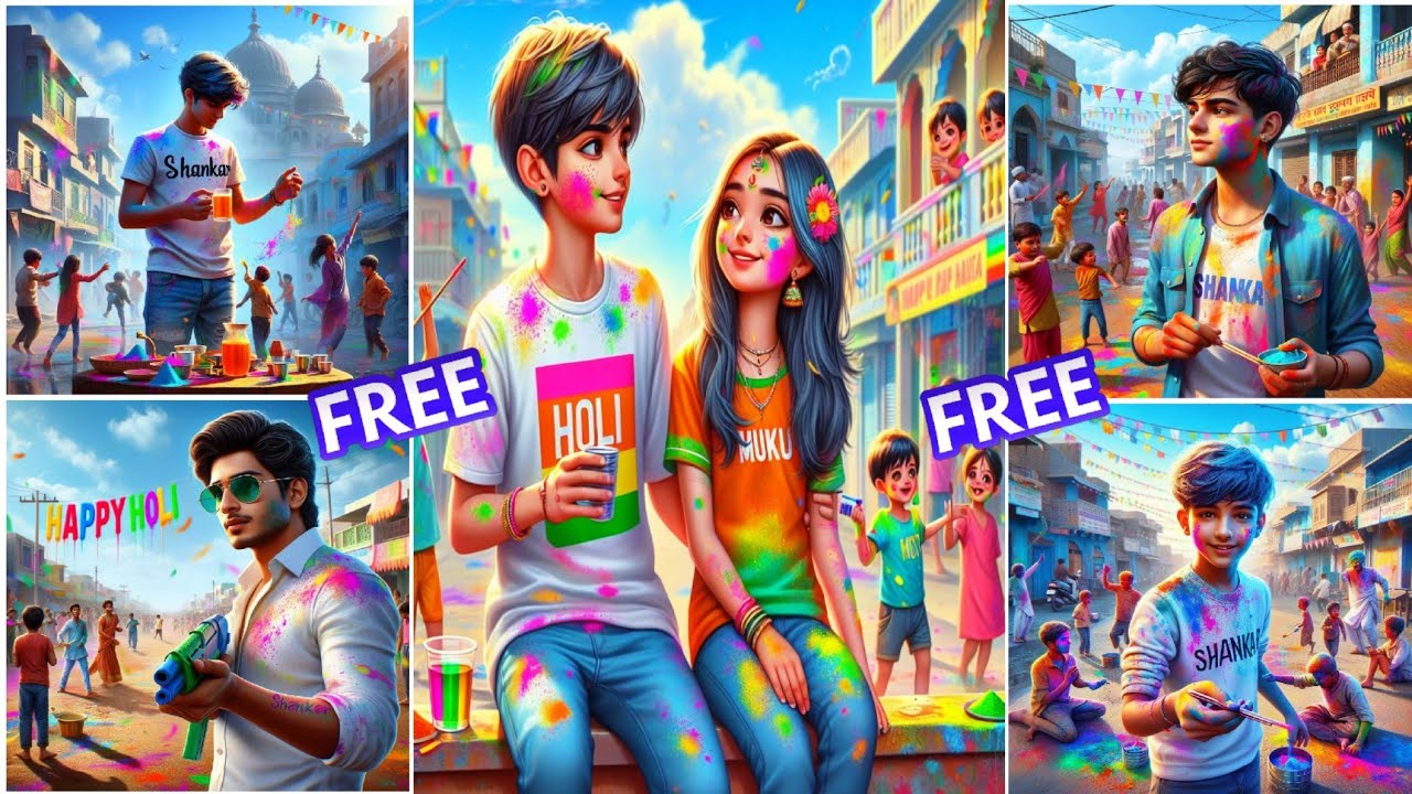 Happy-Holi-AI-Image-of-Couple-Paying-with-Colours