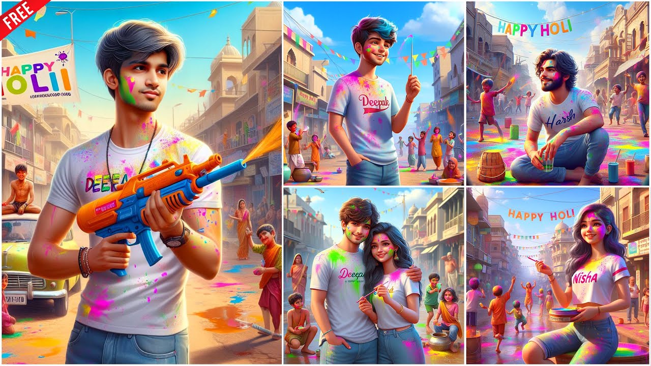 Happy Holi 3D AI Images